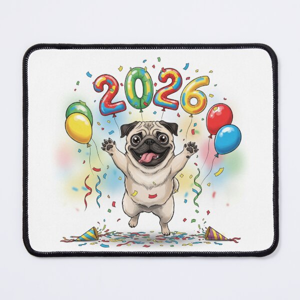 Item preview, Pug in Confetti Party 2026 designed and sold by PetJoyPrintsCO.