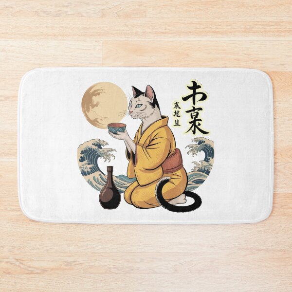 Item preview, Peaceful Japanese Kimono Cat Tea Serene Ukiyo-e designed and sold by chattsuede.
