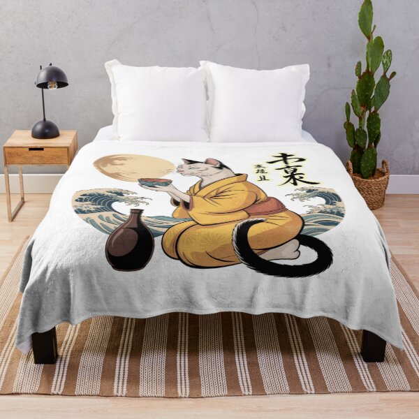 Item preview, Peaceful Japanese Kimono Cat Tea Serene Ukiyo-e designed and sold by chattsuede.