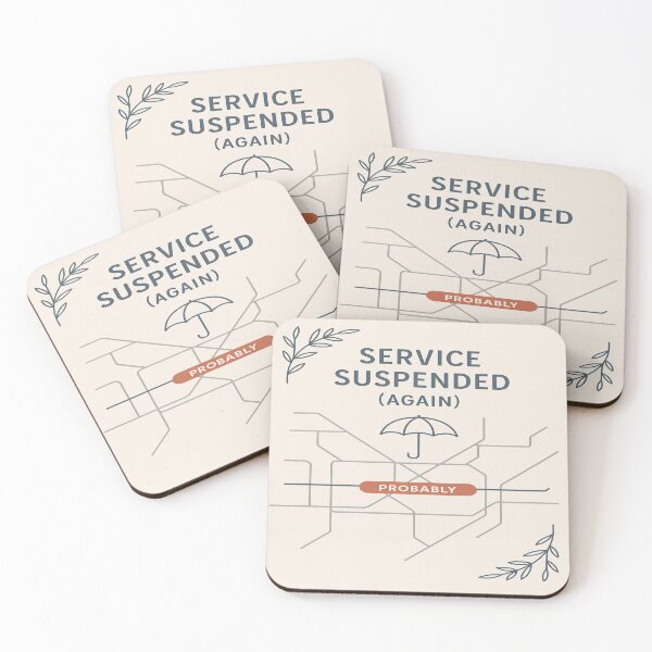 Item preview, Service Suspended (Again) – London Dry Humor Minimalist Print | British Sarcasm designed and sold by POD DYNASTY | Original Print On Demand T-Shirt Graphics.