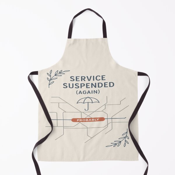 Item preview, Service Suspended (Again) – London Dry Humor Minimalist Print | British Sarcasm designed and sold by POD DYNASTY | Original Print On Demand T-Shirt Graphics.