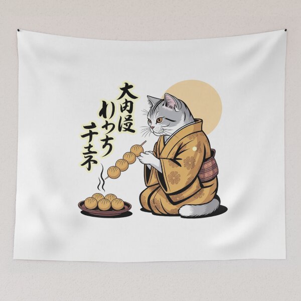 Item preview, Charming Kimono Cat Dango Gratitude Japanese designed and sold by chattsuede.