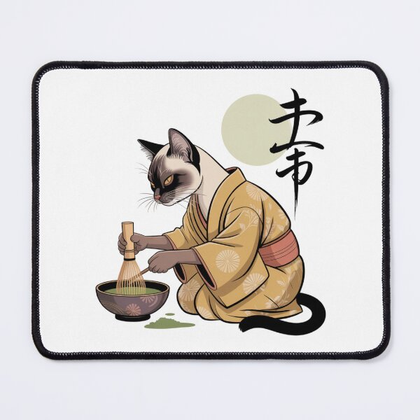 Item preview, Siamese Cat Whisking Matcha Kimono Ukiyo-e Tea Ceremony designed and sold by chattsuede.