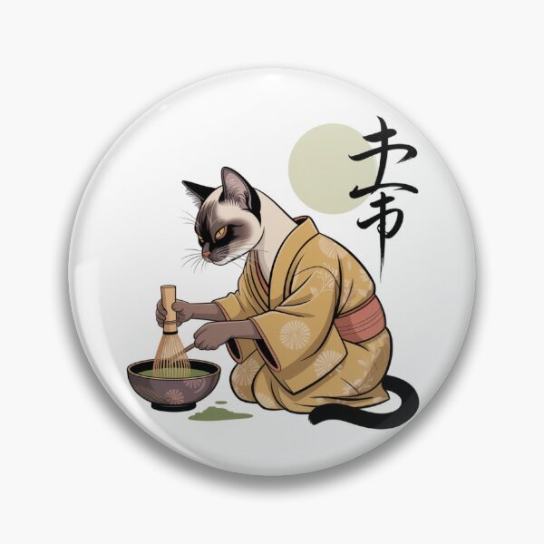 Item preview, Siamese Cat Whisking Matcha Kimono Ukiyo-e Tea Ceremony designed and sold by chattsuede.