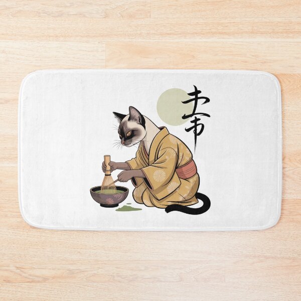 Item preview, Siamese Cat Whisking Matcha Kimono Ukiyo-e Tea Ceremony designed and sold by chattsuede.