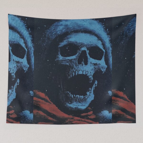 Item preview, Blue skull screaming wearing a red Santa hat designed and sold by Piotrek0001.