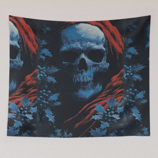 Item preview, Skeleton in red cloak surrounded by Christmas holly designed and sold by Piotrek0001.
