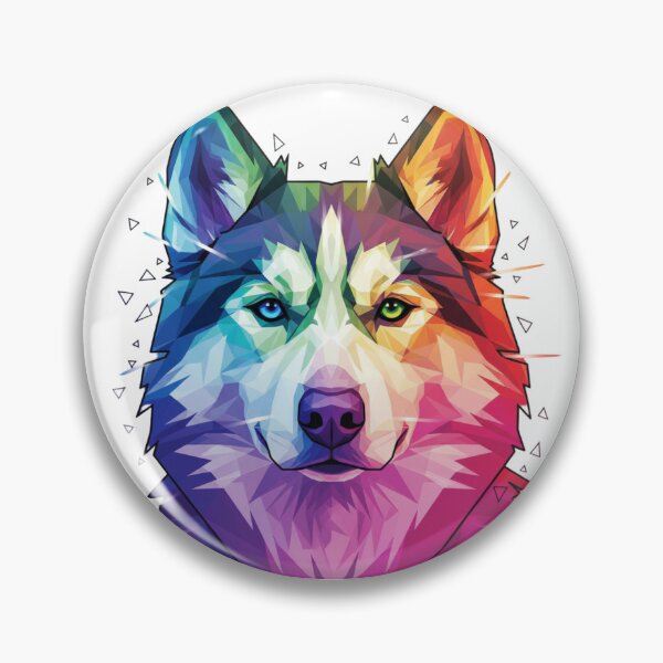 Item preview, Husky Siberiano Low Poly – Lobo de Colores designed and sold by bsbd-action.