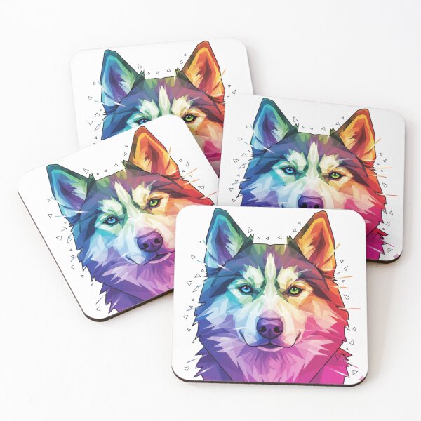 Item preview, Husky Siberiano Low Poly – Lobo de Colores designed and sold by bsbd-action.