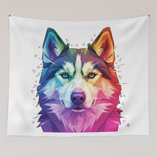 Item preview, Husky Siberiano Low Poly – Lobo de Colores designed and sold by bsbd-action.