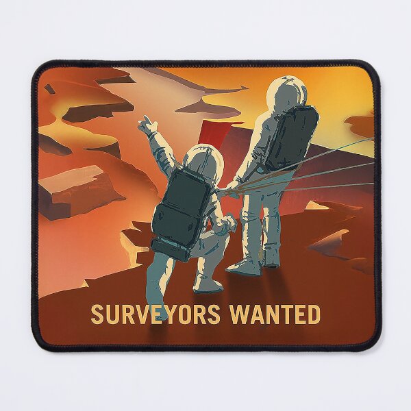 Item preview, Nerdy Surveyors Wanted NASA Vintage Mars Recruitment Poster designed and sold by MathWare MathClips.