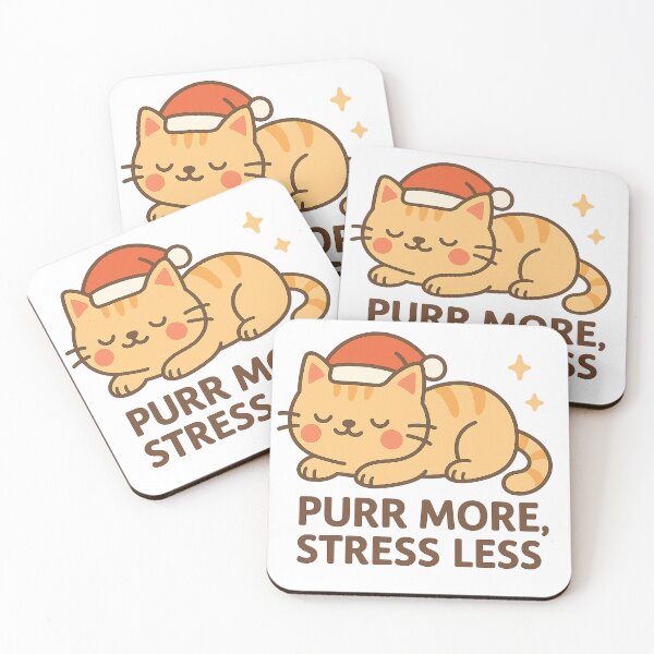 Item preview, Purr More, Stress Less – Cute Kawaii Christmas Cat Design designed and sold by StyleLap.