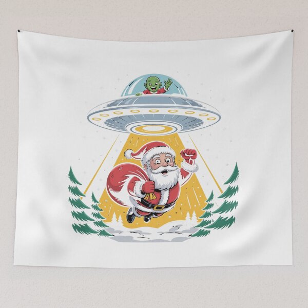 Item preview, Quirky Alien Christmas Santa Abduction UFO Holiday Humor designed and sold by chattsuede.