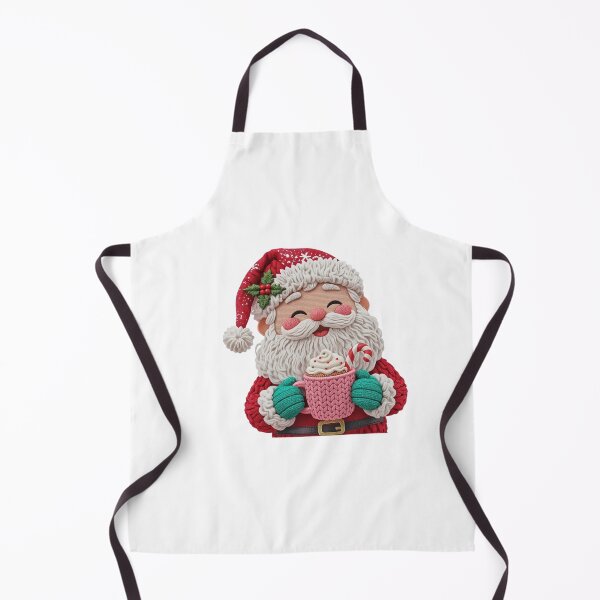 Item preview, Happy Santa Claus with Mug of Hot Chocolate | Knitting and Polymer Clay Design designed and sold by Polarisofficial.