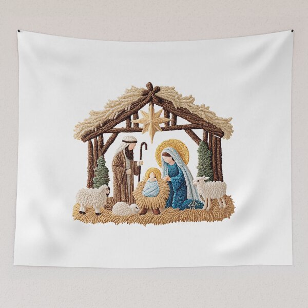 Item preview, Handmade Nativity Scene with Yarn and Texture | Nativity Scene designed and sold by Polarisofficial.