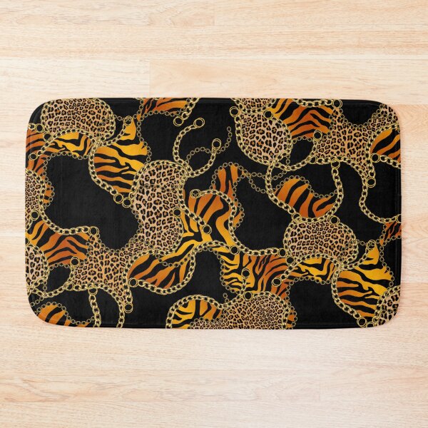 Item preview, Streetstyle Glam Cheetah Tiger And Gold Chains On Black designed and sold by Phat Dog Designs .