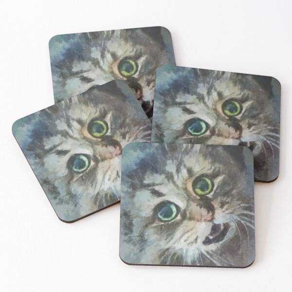 Item preview, Painterly Green Eyed Cat Begging for Treats  designed and sold by Righan Wallace.