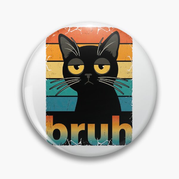 Artikelvorschau, Lustiges Bruh-Meme mit schwarzer Katze im Retro-Vintage-Sonnenuntergang – Grumpy Kitty entworfen und verkauft von NovaCraft30.