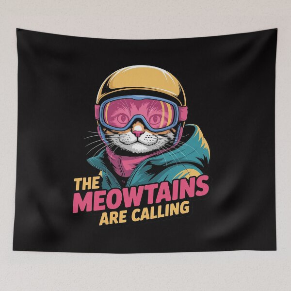 Item preview, Skiing Cat Gift Snowboarder Accessories The Meowtains Are Calling Cat Ski Snowboard designed and sold by CareTopping.