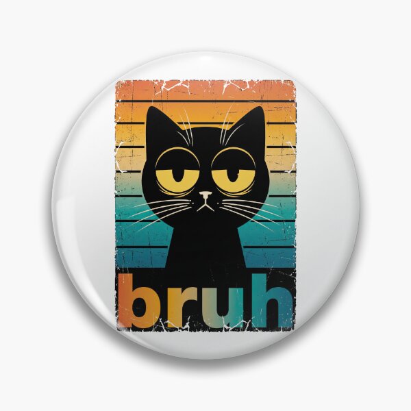 Artikelvorschau, Lustiges Bruh-Meme mit schwarzer Katze im Retro-Vintage-Sonnenuntergang – Grumpy Kitty entworfen und verkauft von NovaCraft30.