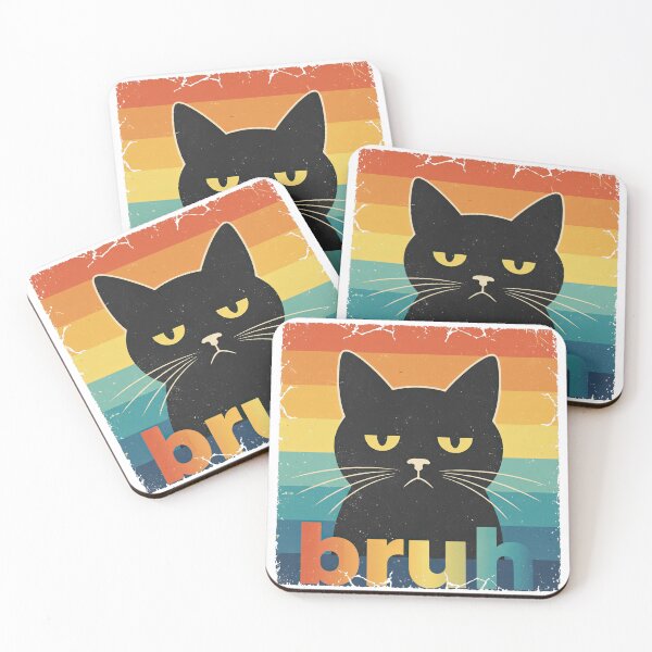 Item preview, Funny Bruh Black Cat Meme Retro Vintage Sunset Grumpy Kitty designed and sold by NovaCraft30.