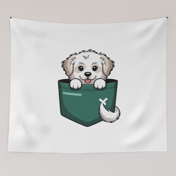 Item preview, Kawaii Cute Fluffy White Pocket Puppy Joyful Dog Lover designed and sold by chattsuede.