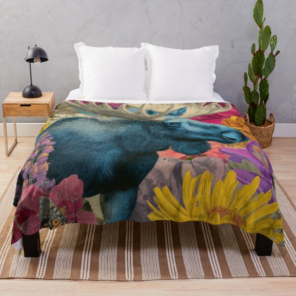 Item preview, Blue Moose in a Garden of Wildflowers – Vibrant Nature Collage designed and sold by dawnleblanc55.