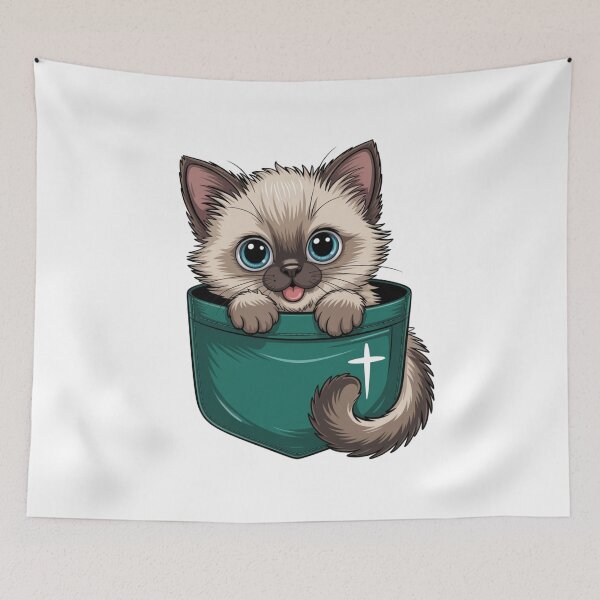 Item preview, Cute Kawaii Fluffy Kitten Pocket Design Adorable Animal designed and sold by chattsuede.