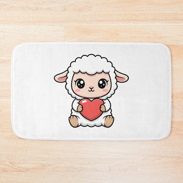 Item preview, Cute Kawaii Sheep Holding Heart Cartoon Illustration designed and sold by Cute Stickers Machine.