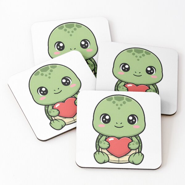 Item preview, Cute Kawaii Turtle Holding Heart Cartoon Illustration designed and sold by Cute Stickers Machine.