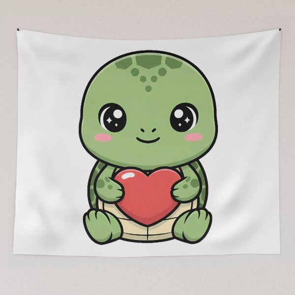 Item preview, Cute Kawaii Turtle Holding Heart Cartoon Illustration designed and sold by Cute Stickers Machine.