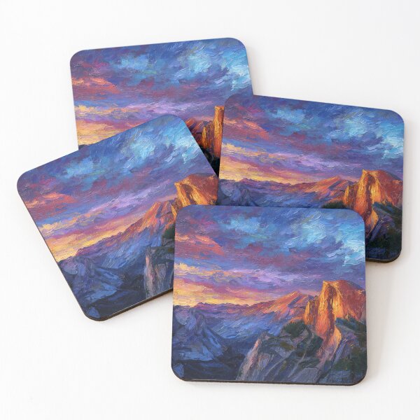 Item preview, Yosemite Half Dome Sunset Painting – Colorful Mountain Landscape Art designed and sold by ArgentoArt.