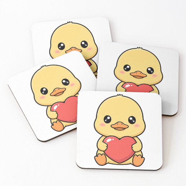 Item preview, Cute Kawaii Duck Holding Heart Cartoon Illustration designed and sold by Cute Stickers Machine.