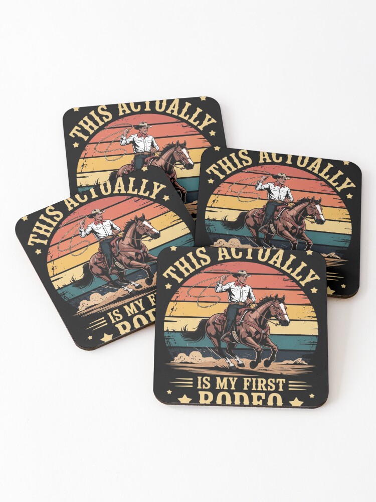 Thumbnail 1 of 5, Coasters (Set of 4), This Actually Is My First Rodeo Country Life Howdy designed and sold by EntroRhim.