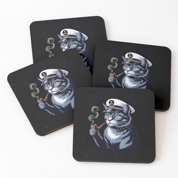 Item preview, Motor Boat Captain Cat Funny Fishing Pontoon Vacation designed and sold by Sandrhaus.