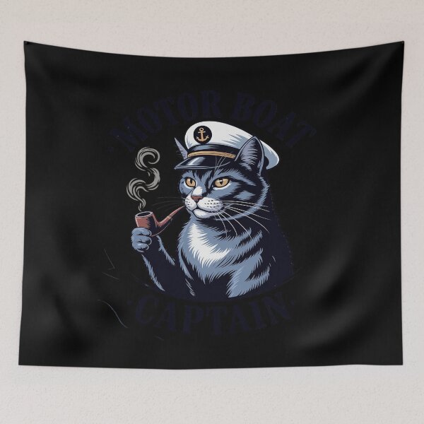 Item preview, Motor Boat Captain Cat Funny Fishing Pontoon Vacation designed and sold by Sandrhaus.