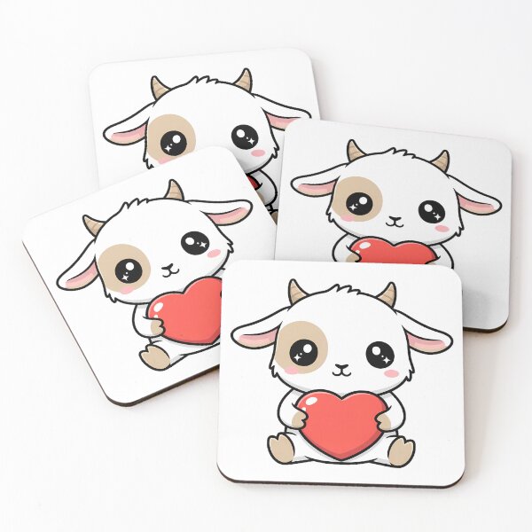 Item preview, Cute Kawaii Goat Holding Heart Cartoon Illustration designed and sold by Cute Stickers Machine.