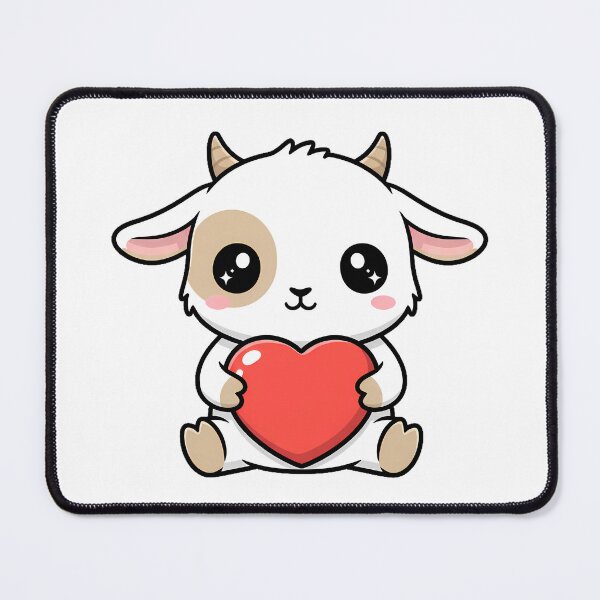 Item preview, Cute Kawaii Goat Holding Heart Cartoon Illustration designed and sold by Cute Stickers Machine.