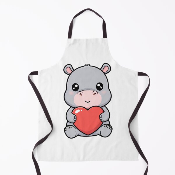 Item preview, Cute Kawaii Hippo Holding Heart Cartoon Illustration designed and sold by Cute Stickers Machine.