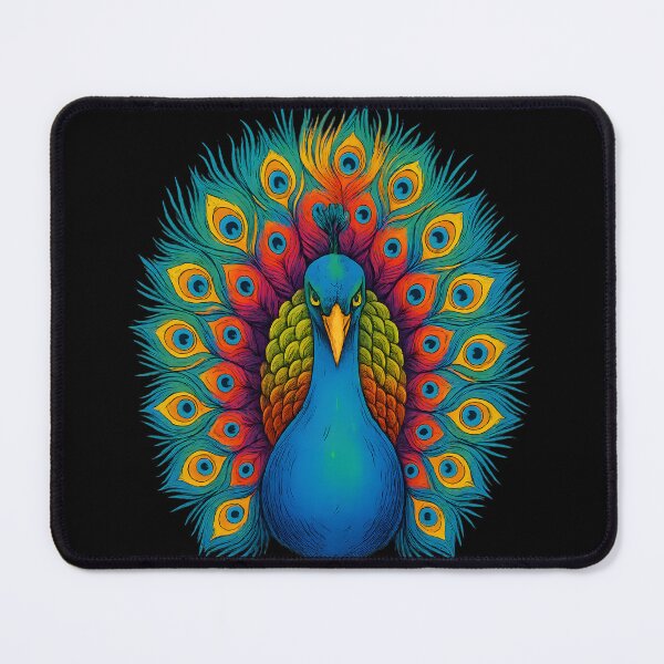 Item preview, Vibrant Majestic Peacock Illustration Colorful Feather Display Artistic Bird Design designed and sold by DrawHandArt.