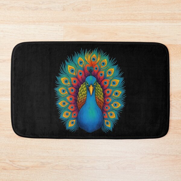 Item preview, Vibrant Majestic Peacock Illustration Colorful Feather Display Artistic Bird Design designed and sold by DrawHandArt.
