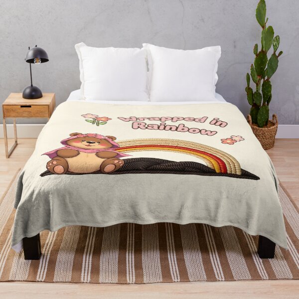 Item preview, Wrapped in Rainbow Cottagecore Bear: Cozy Aesthetic & Whimsical Flower Art designed and sold by MCT-GALLERY.