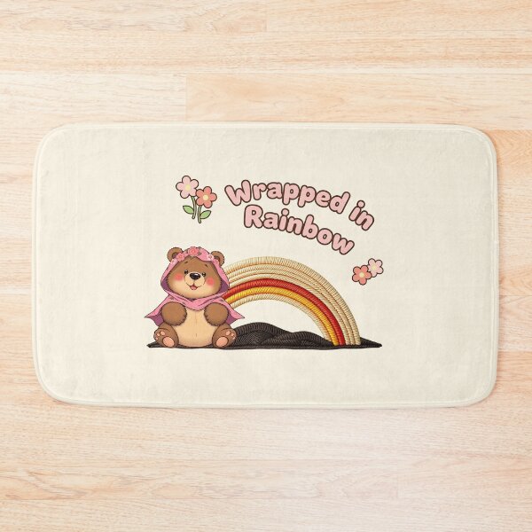 Item preview, Wrapped in Rainbow Cottagecore Bear: Cozy Aesthetic & Whimsical Flower Art designed and sold by MCT-GALLERY.
