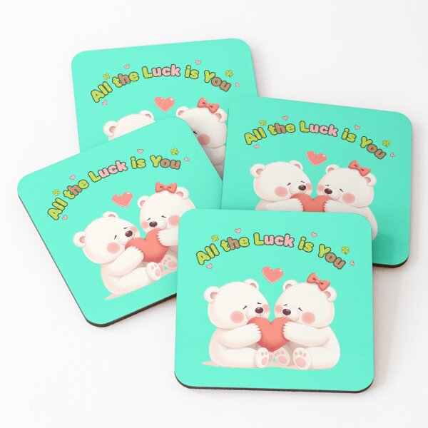 Item preview, Cute Polar Bear Couple "All The Luck Is You" - Romantic Lucky in Love Art designed and sold by MCT-GALLERY.