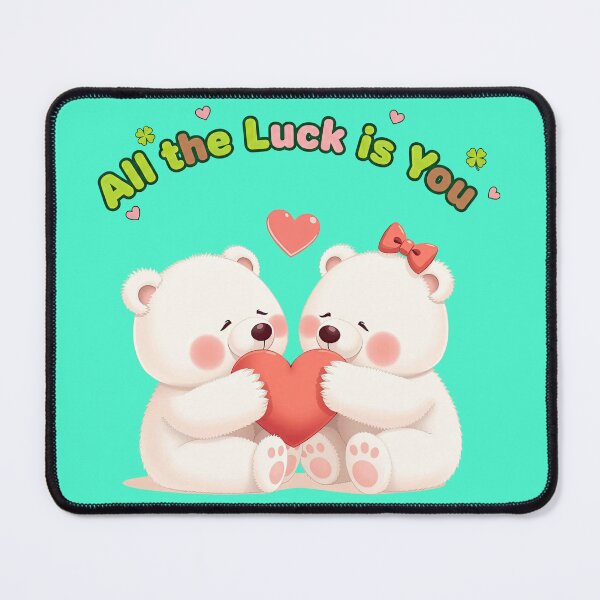 Item preview, Cute Polar Bear Couple "All The Luck Is You" - Romantic Lucky in Love Art designed and sold by MCT-GALLERY.
