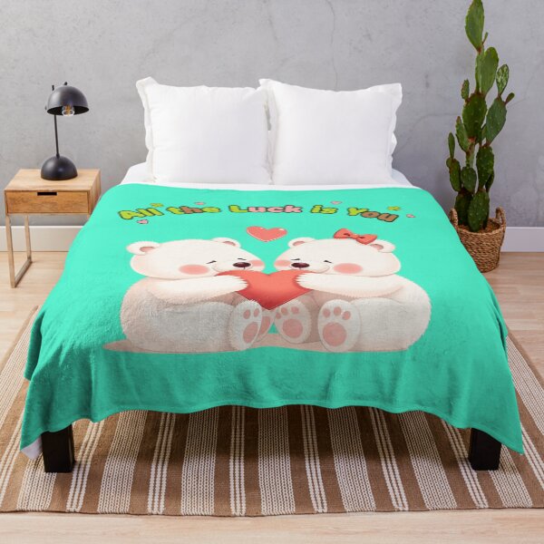 Item preview, Cute Polar Bear Couple "All The Luck Is You" - Romantic Lucky in Love Art designed and sold by MCT-GALLERY.