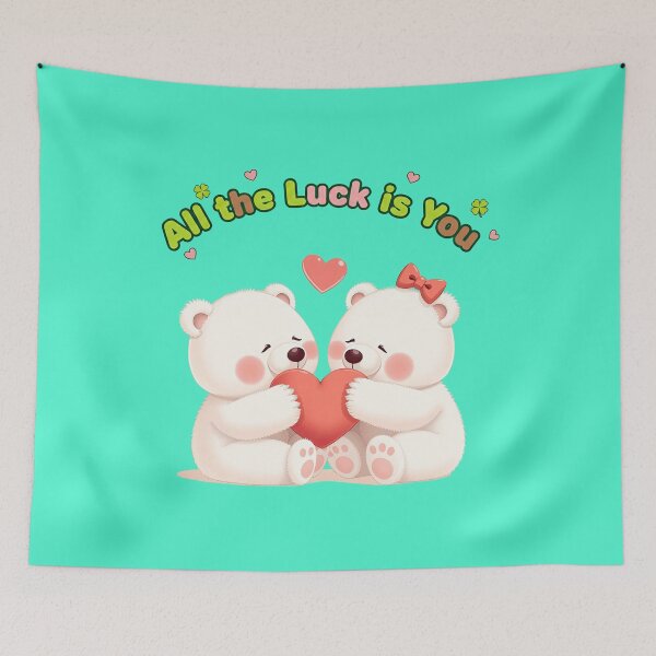 Item preview, Cute Polar Bear Couple "All The Luck Is You" - Romantic Lucky in Love Art designed and sold by MCT-GALLERY.