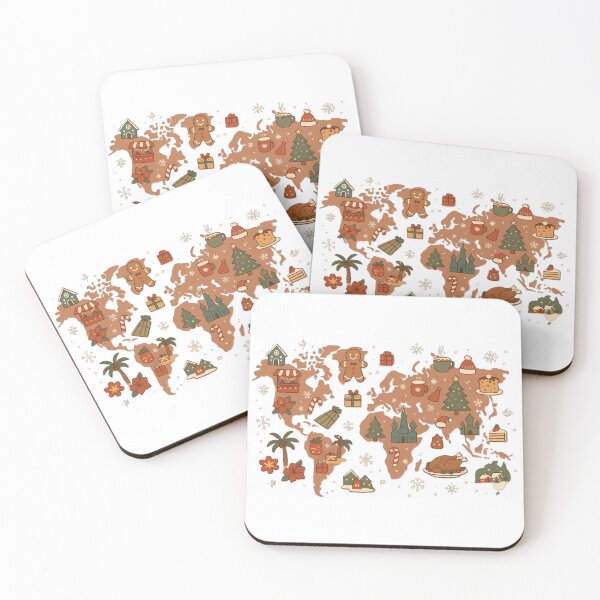 Item preview, World Christmas Map – Cute Global Holiday Illustration (Warm Retro Style) designed and sold by Wander Vibes.