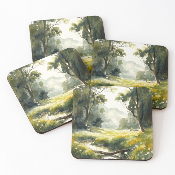 Item preview, Whimsical Forest Glade: Dawn's Emerald & Gold Hammock Escape designed and sold by Mind-Over-Mood.
