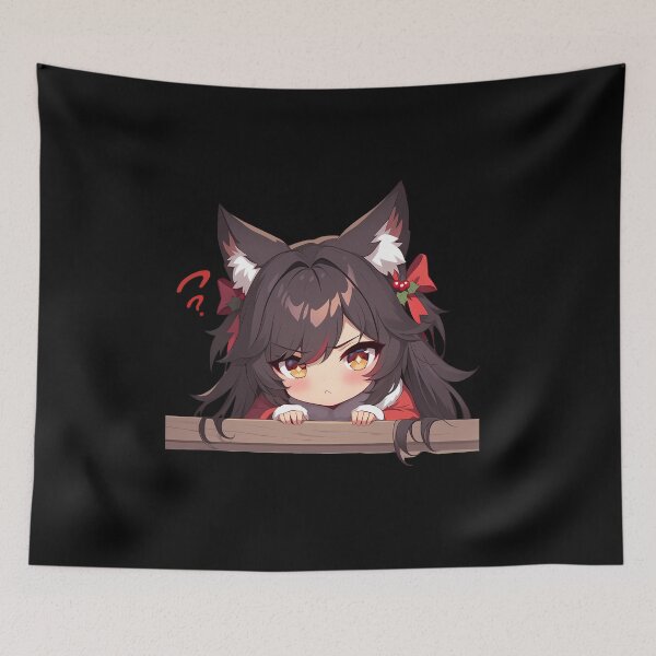 Item preview, Xinyan Genshin Impact Game Chibi Kawaii Christmas Peeker Anime Holiday Cheer Spark designed and sold by Raslbazola.